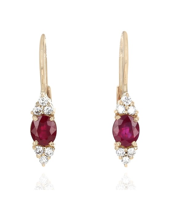 Ruby and Diamond Marquise Shaped Earrings