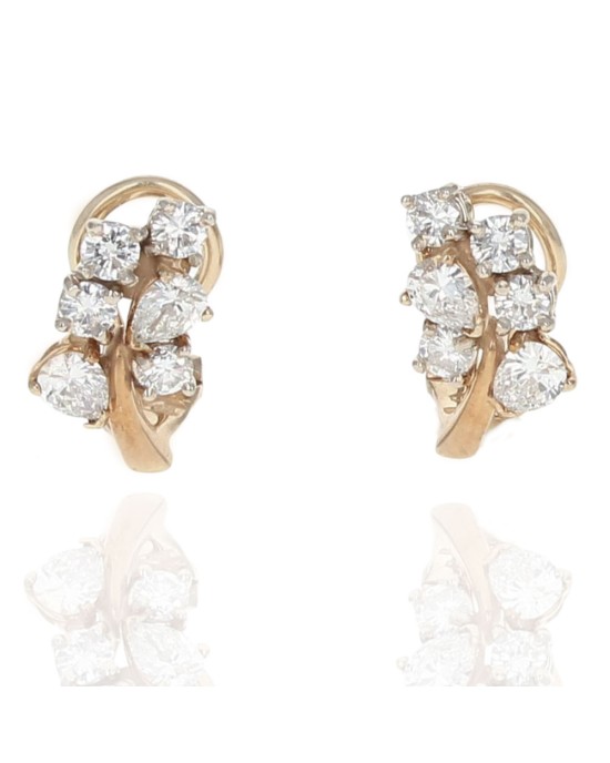 Mixed Cut Diamond Cluster Earrings