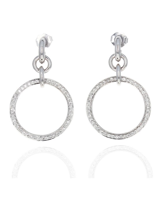 0.96ctw Diamond Drop Earrings in 18K White Gold