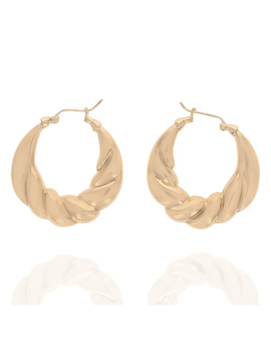 Large Light Weight Puffy Hoop Earrings in 14K Yellow Gold