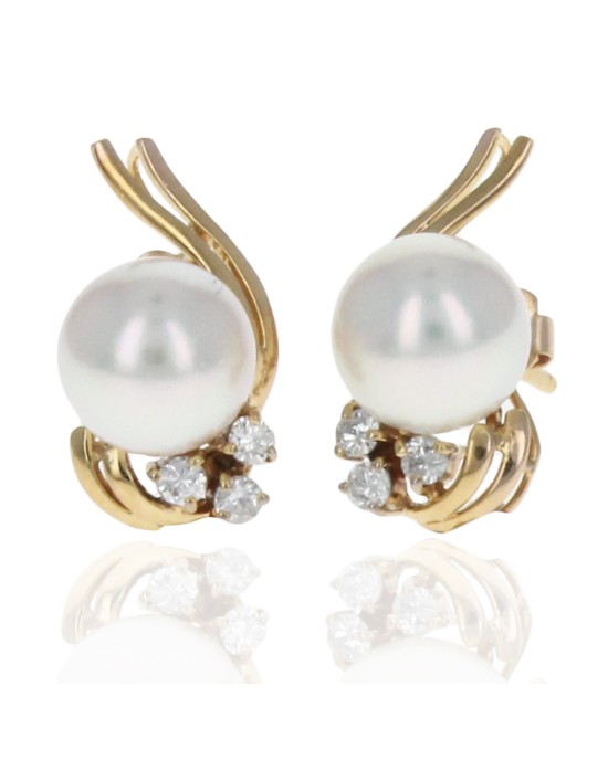 Pearl and Diamond Accent Earrings