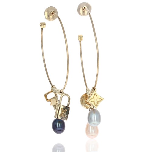 Louis Vuitton Monogram Charm Twisted Hoop Earrings