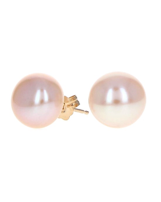 Pink Pearl Button Stud Earrings