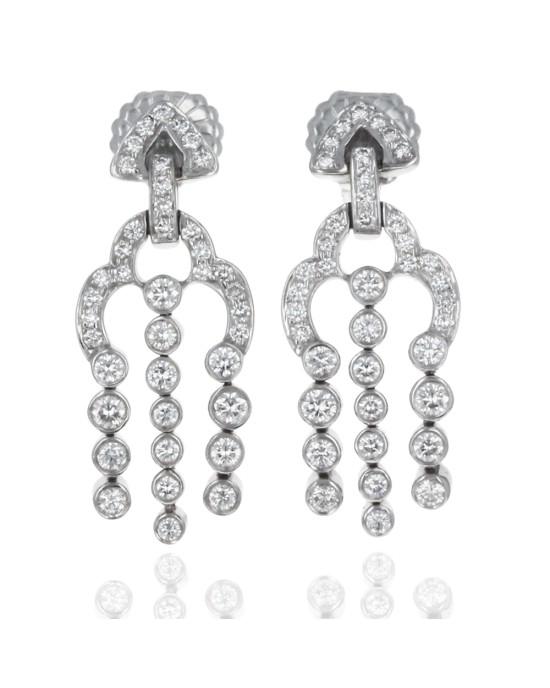 Diamond 3 Row Dangle Earrings