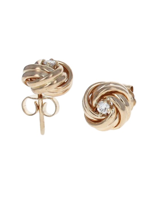 Diamond Solitaire Knot Earrings