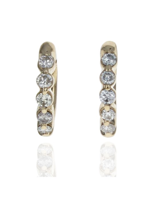 5 Stone Diamond Small Hoop Earrings