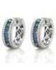 3 Row Blue and White Diamond Huggie Earrings
