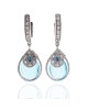 Pear Shaped Blue Topaz Cabochon and Diamond Drop Earrings