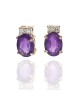 Oval Amethyst and Diamnd Accent Stud Earrings