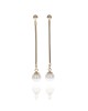 Ball and Pearl Dangle Earrings in Gold