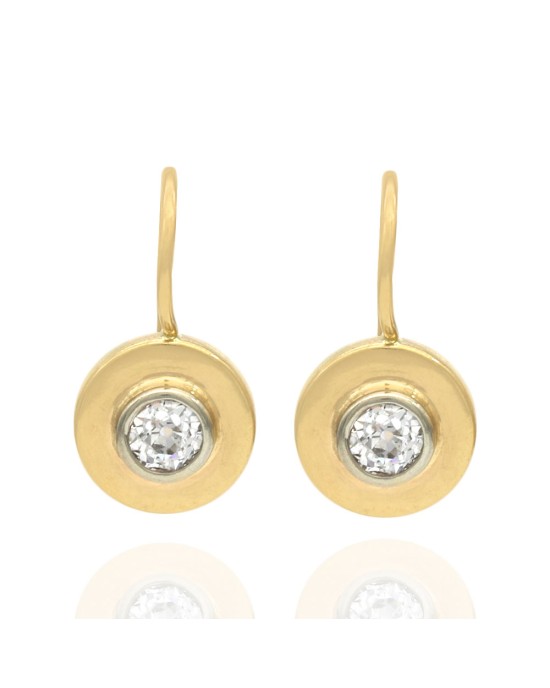 Bezel Set European Diamond Drop Earrings