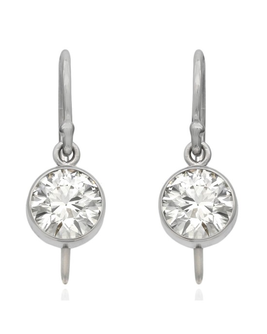 Round Brilliant Cut Diamond Earring Drops in 14KW