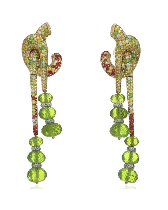 Mixed Gem Bead and Rondelle Dangle Earrings
