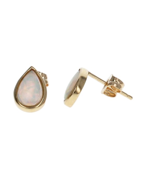 Ethiopian Opal Pear Shape Stud Earrings