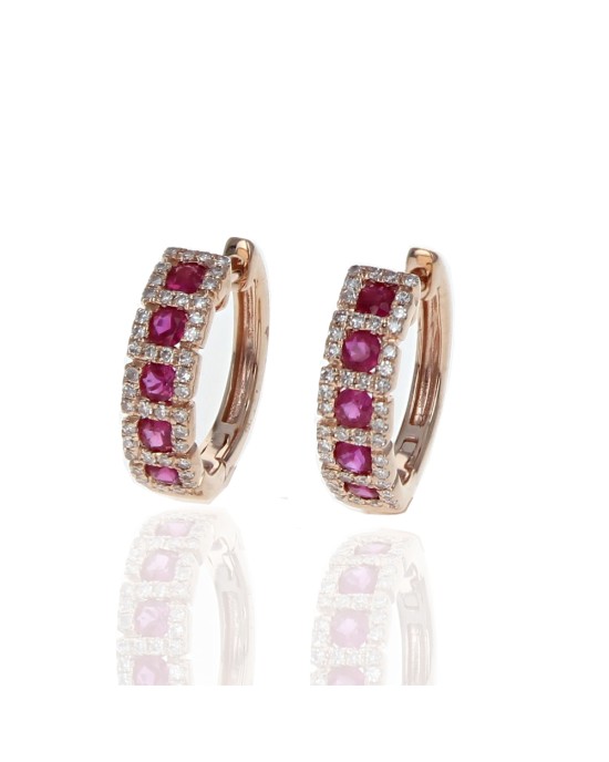 Pink Sapphire and Diamond Huggie Earrings