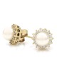 White Rose Pearl and Diamond Halo Stud Earrings