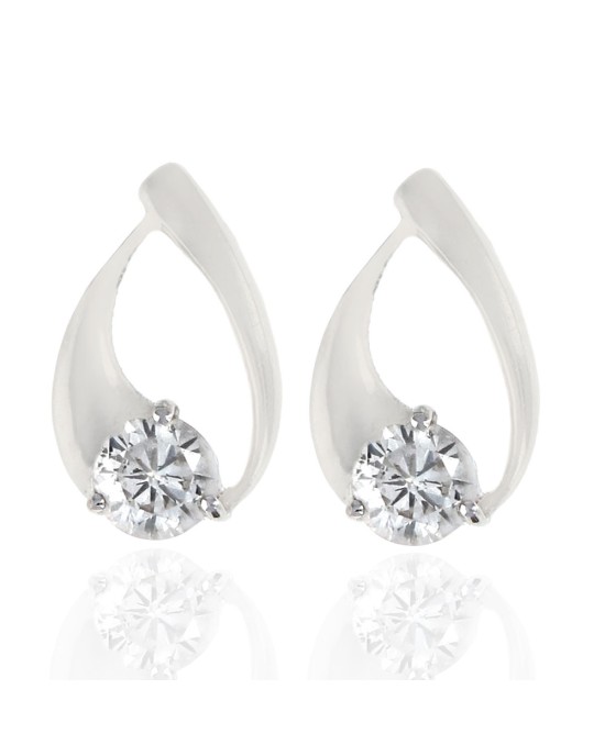 Diamond Open Teardrop Stud Earrings in White Gold