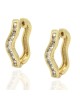 Diamond Wavy Hoop Earrings in Yellow Gold