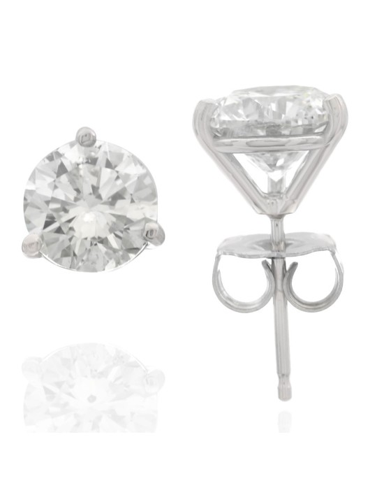 Round Brilliants Stud Diamond Earrings 1.01 Carats White Gold