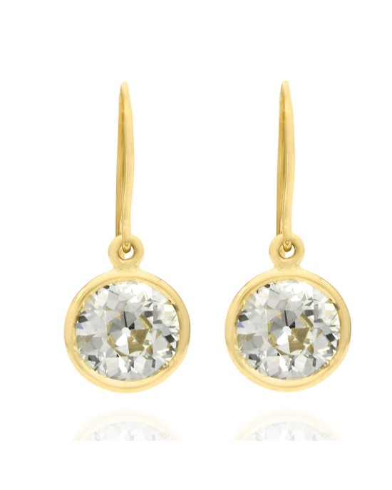 European Cut Diamond Drop Earrings in 18KY