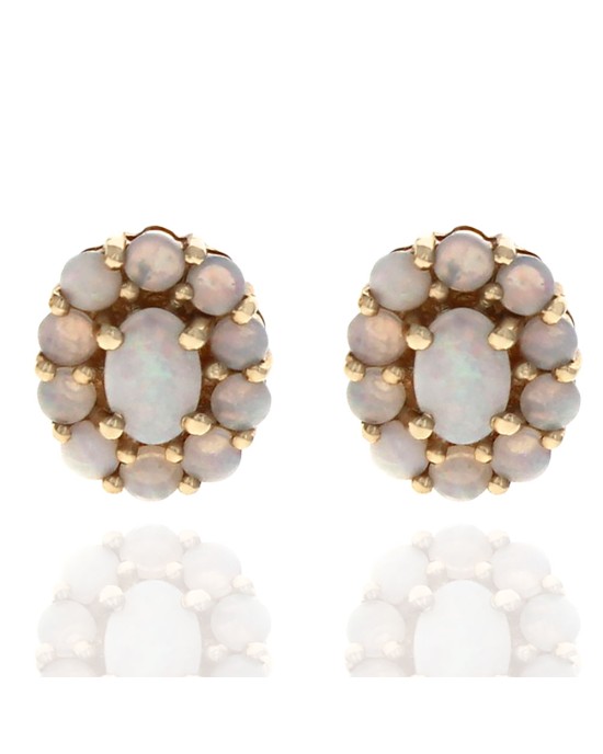 Opal Cluster Earrings in Yellow Gold