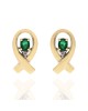 Emerald and Diamond Ribbon Stud Earrings in Yellow Gold