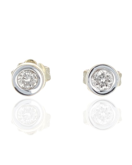 Diamond Stud Earrings in White and Yellow Gold