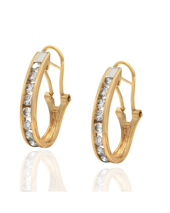 Diamond 'J' Hoop Earrings in Yellow Gold
