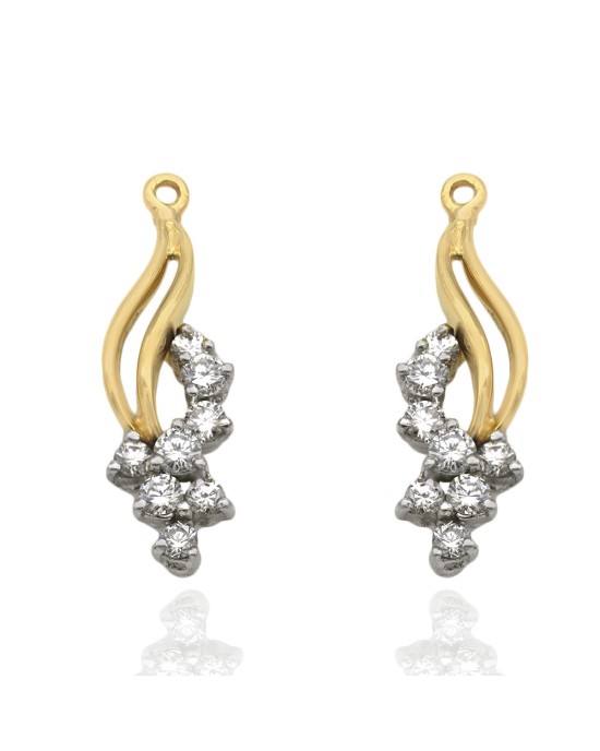 Diamond Swirl Earring Jackets in White and Yellow Gold