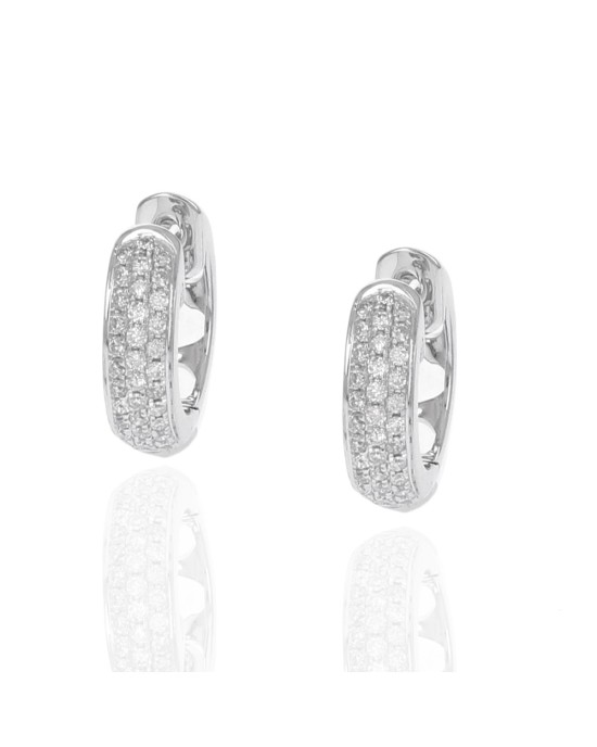 Diamond Open Cut Heart Huggie Earrings in White Gold