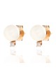 Pearl with Diamond Accent Stud Earrings in Yellow Gold