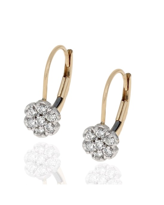 Lever Back Diamond Cluster Earrings