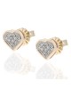 Pave Diamond Heart Stud Earrings in White and Yellow Gold