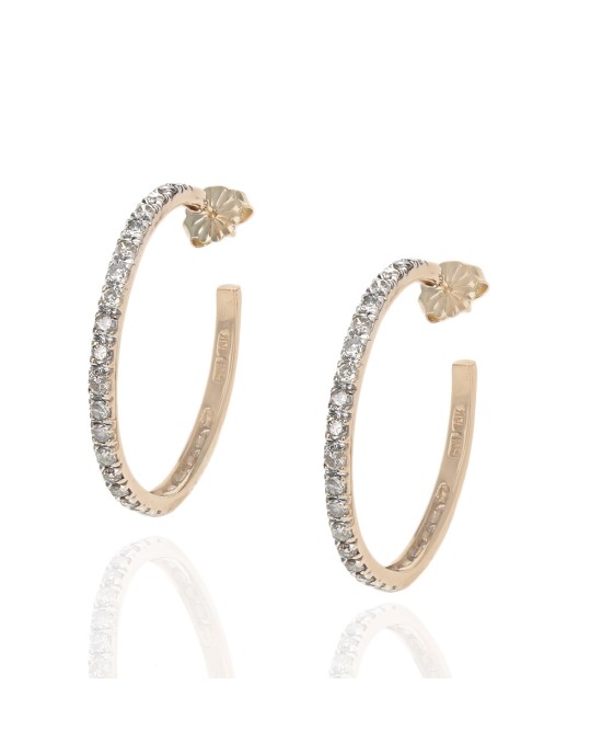 Diamond Semi Hoop Earrings in Yellow Gold