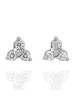 3 Stone Diamond Cluster Stud Earrings in White Gold