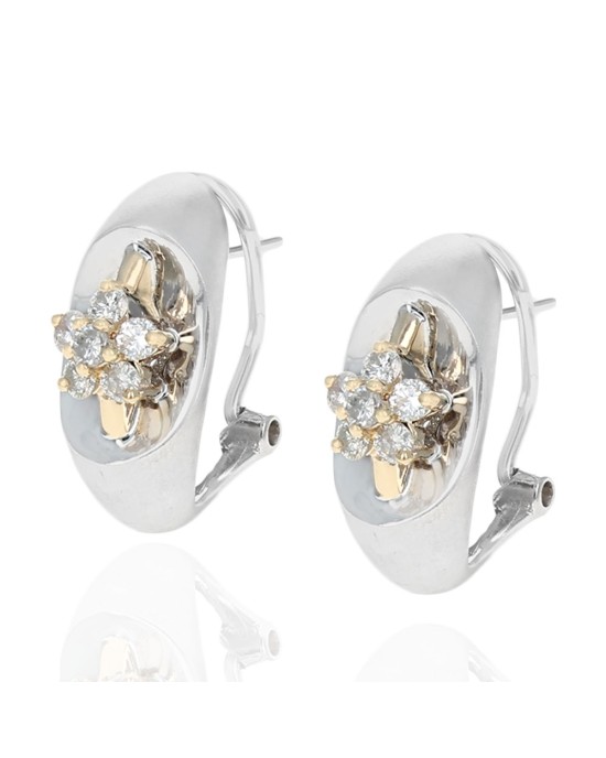 Satin Finish Diamlnd Cluster Concave Earrings