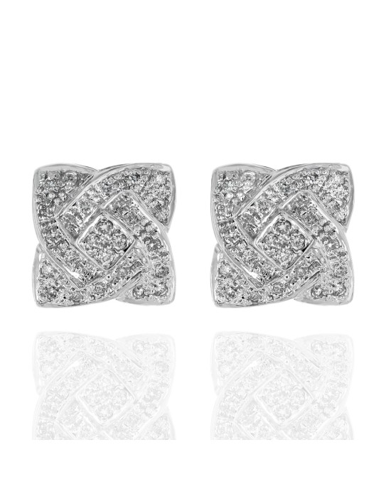 Diamond Quatrefoil Earrings in White Gold