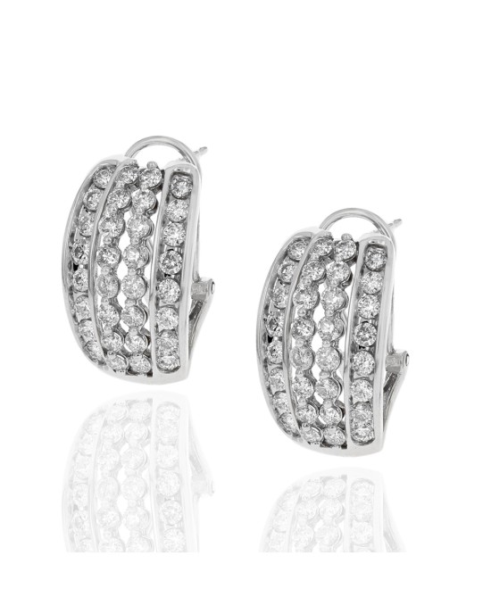 4 Row Diamond Curved Earrings