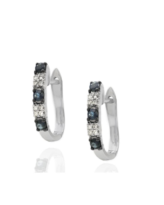 Alternating sapphire and diamond curved earrings