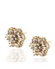 Diamond Halo Cluster Stud Earrings in Yellow Gold