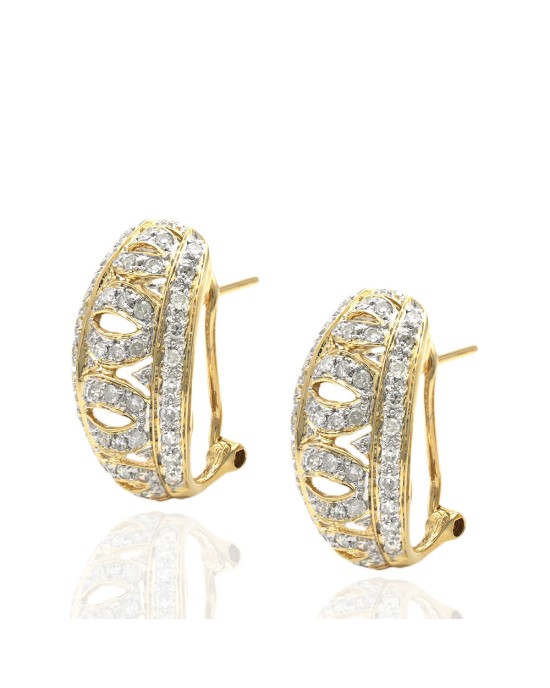 Diamond Pave Cut Out Curved Earrings