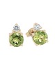Peridot and Diamond Accent Stud Earrings in Yellow Gold