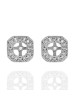 Diamond Octagon Shaped Earring Jackets in White Gold