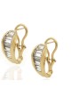 Diamond Curved Omega Back Earrings in Yellow Gold