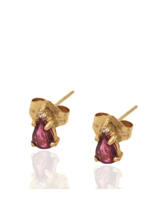 Ruby and Diamond Stud Earrings in Yellow Gold
