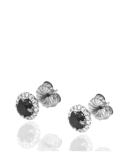 Black and White Diamond Stud Earrings in Gold