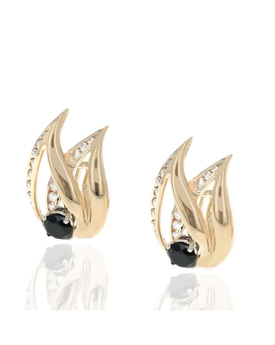 Black Onyx and Diamond Crossover Teardrop Earrings
