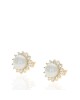 Pearl and Diamond Halo Stud Earrings in Yellow Gold