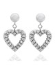 Diamond Open Heart Dangle Earrings in White Gold