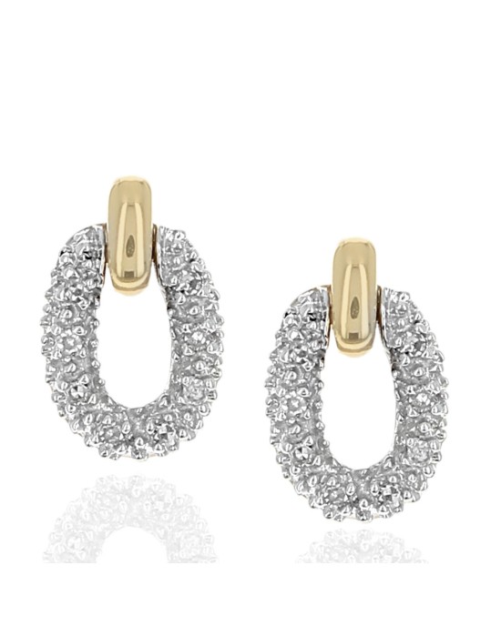 Diamond Oval Drop Earrings in Gold